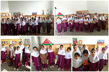 حضور دانش‌آموزان پایه اول دبستان دخترانه حضرت مجتبی(ع) در نمایشگاه کتاب