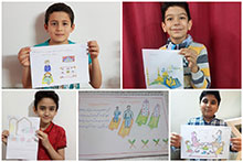 دانش‌آموزان کلاس چهارم دبستان پسرانه حضرت مجتبی(ع) نقاشی هایی به مناسبت آغاز ماه رمضان کشیدند 