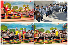 حضور دانش‌آموزان دبستان پسرانه حضرت مجتبی(ع) در پارک مهنور جهت تهیه برنامه کودک سیمای یزد